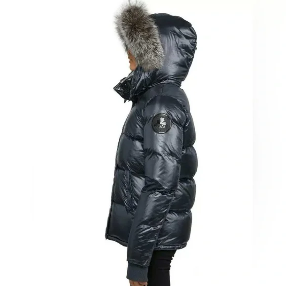 PAJAR DOWN FILL ARCTIC REMOVABLE FAUXFUR TRIM HOOD PUFFER JACKET GRAPHITE/SILVER - Picture 5 of 16